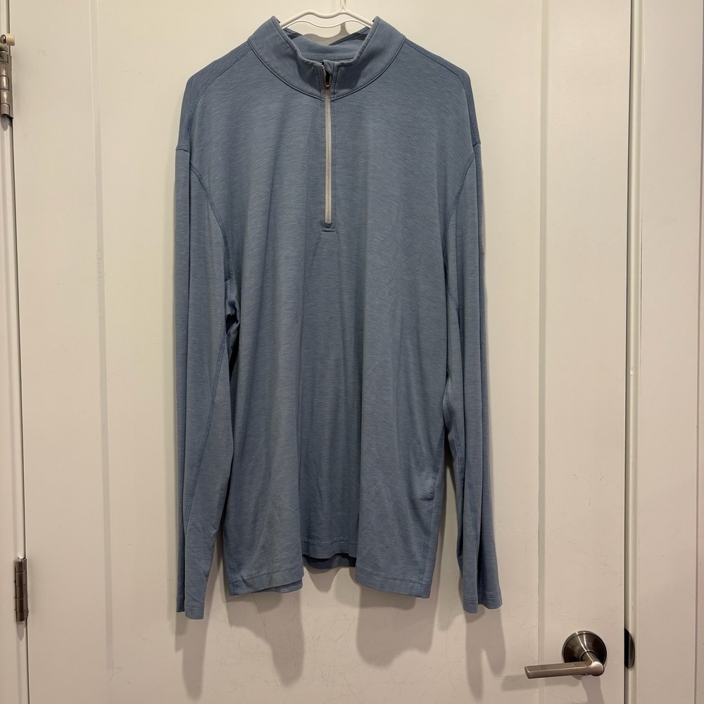 Dunning Golf Mens Large Blue Coolmax Modal 1/4 Zip Pullover Long Sleeve Shirt